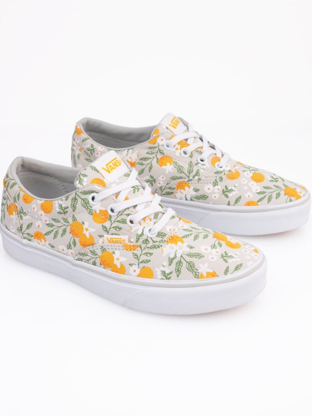 Vans Orange Blossom Citrus Floral Print Sneakers Low Top Women's Size 7.5